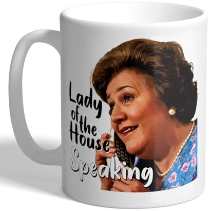 I Love Mugs - Lady of The House Speaking - Keeping Up Appearances - Hyacinth Bucket - Funny TV Quote Mug, Ceramic, 11fl.oz.