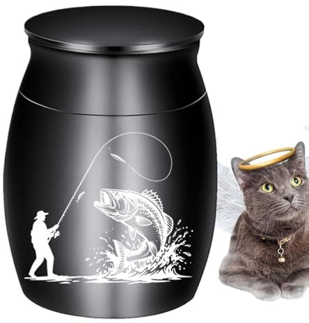 Urnas para perros para cenizas,urnas de aluminio temáticas de pesca para cenizas de perros | Caja de ataúd de simpatía para cremación de cachorros funerales cementerio y animales pequeños