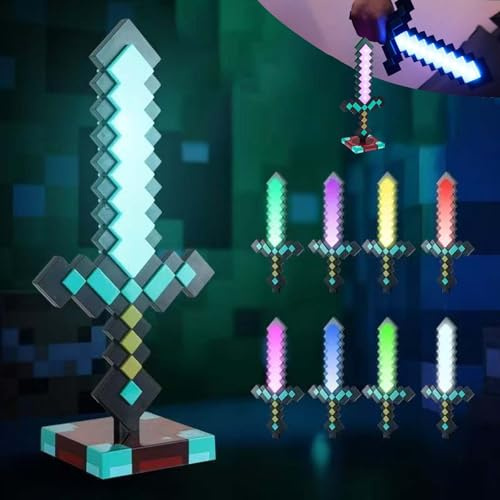 ZeiLaBang Kakadi Diamant Schwert,Nachtlicht Lampe für Gaming,Craft Fackel Lampe,Nachtlampe USB Wiederaufladbare,Beleuchtung 3D Nachttischlampe für Geschenke, Zimmer und Party Deko