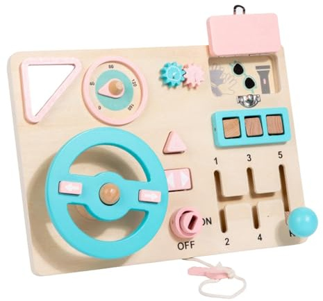 Qectial Steering Wheel Toy Pretend Play Portable Wooden Interactive Tool Busy Board Toy