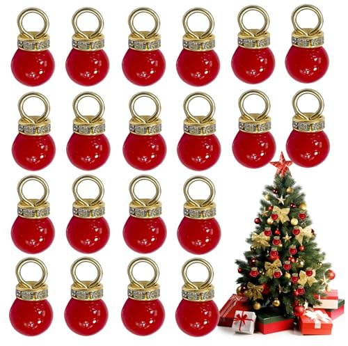 20 Stück Mini Weihnachtskugeln Rot, Kleine Weihnachtskugeln 1cm, Mini Christbaumkugeln Weihnachtsbaumkugeln, Weihnachten Baumschmuck Rot, Wichtel Klein Weihnachtsbaumschmuck