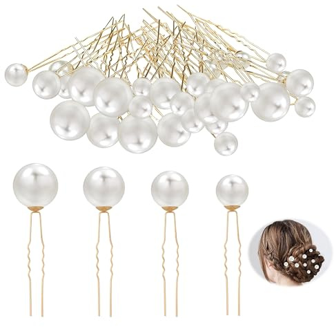 40 pièces épingles à Cheveux en Perles, Pince Chignon à Cheveux Peignes Dorés à Clipser Bijoux de Tete Mariage Dorés à Clipser en Forme de U Mariée Avec Perles Élégantes pour Coiffure Élégant