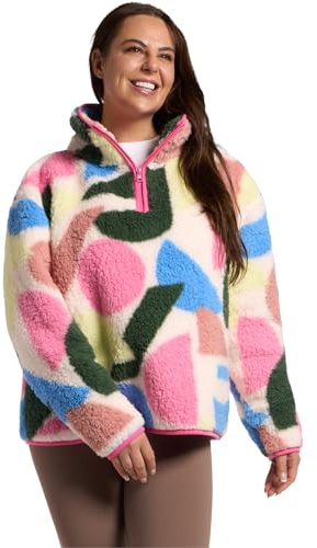 OHS Half Zip Women's Jacket, Teddy Fleece Jacket Women Geometric Print Top Sweatshirt Pullover Ultra Soft Cosy Womens Fleece Casual Long Sleeve Sweater for Travel Hiking, Multi - S/M