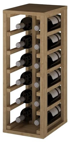 Expovinalia Botellero Vino Madera Pino 12 Botellas - Roble Claro | Mueble Botellero de Pino Tipo Wine Rack, Estantería Vino Garrafeira 65x24x32cm. Color Roble Claro