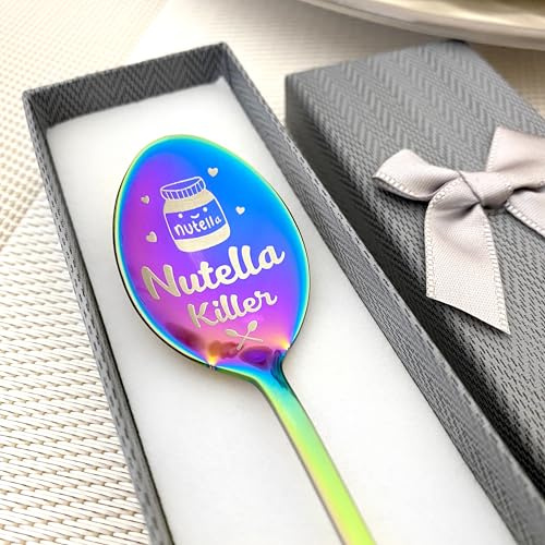 Personalisierter Langer Löffel mit Wunschnamen – Gravierter Löffel für Schokocreme & Gläser – Lustige Geschenkidee für die beste Freundin, Teenager & Naschkatzen – Edelstahl