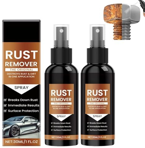 Duminyu Fast-Acting Rust Remover Spray for Metal, 2-Pack - Rust Converter & Inhibitor for Cars, Bikes, Wheels & Patio Slabs, Effective Anti-Rust Treatment & Stain Remover