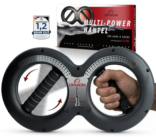 OPHION Multi Power Gripper - Unterarmtrainer & Handtrainer für Arme, Handgelenke, Schulter & Brust - Griffkraft Trainer mit Drehwiderstand - Krafttraining für Sportler & Zuhause