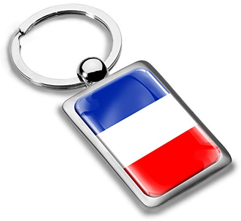 Biomar Labs Porte-clés en acier inoxydable avec drapeau national - Accessoire durable pour voiture, maison, sac à dos, cadeau, souvenir de voyage