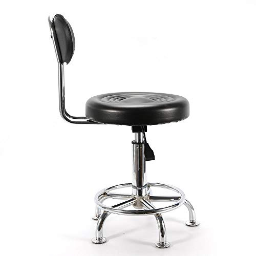 VPABES Hydraulic Garage Work Shop Chair, Adjustable Garage Stools for Workbench Shop Stool with Backrest Swivel Round Rolling Drafting Chair with Back Black