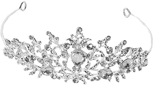 Cristal Diadème, Mariage Tiare, Couronne De Mariage, Enfant Couronne Diadème, Couronne De Princesse En Cristal, pour Mariages, Mariées, Demoiselles d'Honneur, Coiffes Royales Pour Dames(Argent),