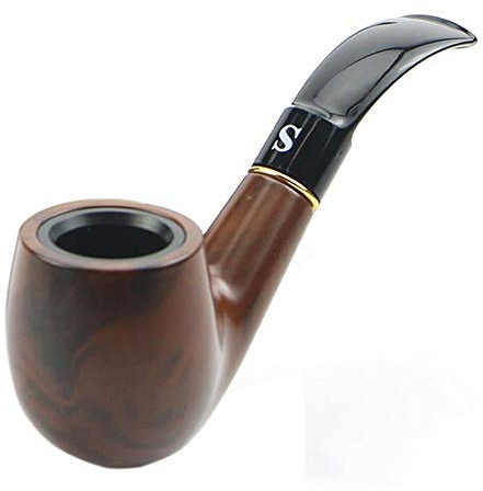SlimpleStudio Tabakpfeife Traditional Style Natur Tabak Handgefertigte Ebenholz-Pfeife Bent Pfeife