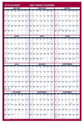 AT-A-GLANCE Calendario 2023 cancellabile, planner da parete cancellabile a secco, 91,4 x 61 cm, grande, verticale/orizzontale, reversibile (PM26P28)