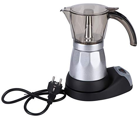 Natudeco Cafetera eléctrica para el hogar, cafetera eléctrica octogonal Moka, jarra térmica duradera, cafetera italiana para el hogar, oficina, hoteles, bares, enchufe de la UE(Plata)