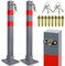 Jopassy 2* Parkpfosten Absperrpfosten mit 3 Schlüssel, Stahl klappbar Parkplatzsperre Parkplatzsperren mit Reflexstreifen, Robust Standfuß Sperrpfosten Set