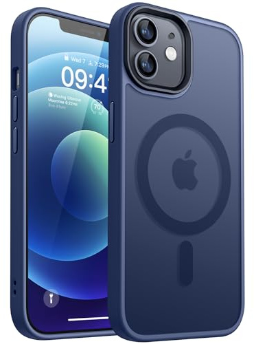 CANSHN Magnetisch für iPhone 12 Hülle und iPhone 12 Pro Hülle für MagSafe [TOP Magnetische Adsorption] [Militärschutz] Schutzhülle Samtige Touch Matt Anti-Kratzen, Dunkelblau