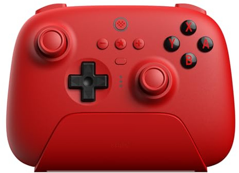 8Bitdo Ultimate Bluetooth Controller with Charging Dock, Wireless Pro Controller with Hall Effect Sensing Joystick, Compatible with Switch, Windows and Steam Deck (Red)