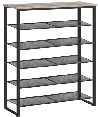 HOOBRO Scarpiera a 6 Livelli, Scaffale per 18-24 Paia di Scarpe, Organizzatore Portascarpe Stabile e Resistente, per Ingresso, Armadio, Corridoio, Dormitorio, Grigio e Nero EBG67XJ01G1