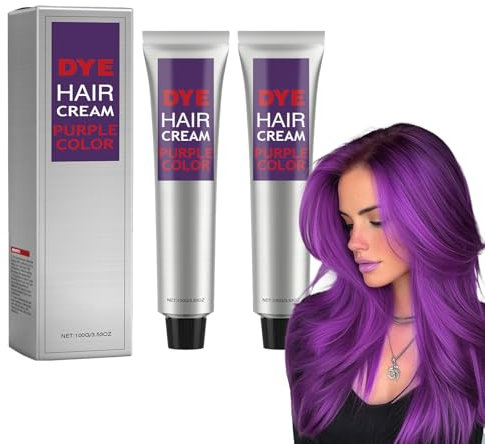 Crema per Tintura per Capelli, Crema Professionale, Herbal Tintura Naturale per Capelli Colore, Colore Istantaneo Dei Capelli Gel, Cambiare Facilmente I Colori, 2PCS (Viola)
