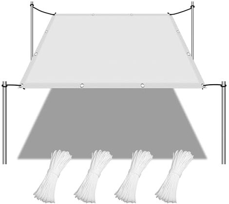 Voile D’Ombrage 170 x 500 cm UV Résistant Contre Le Ven Voile Dombrage Imperméable avec Oeillets pour Jardin Terrasse Balcon Camping, Blanc