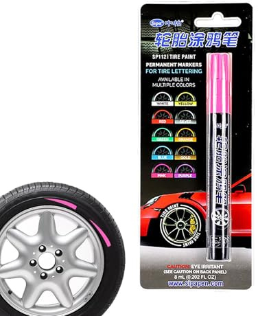 Rotulador para neumáticos de Pintura, Impermeable, Tinta Permanente, bolígrafo para Coche, retoque preciso en Goma, Metal, Vidrio, Piedras y, Ideal para la decoración