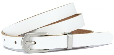 Frentree Ledergürtel Damen, MADE IN GERMANY 1,5 cm schmaler Echtleder Gürtel, für Kleid und Anzughose, 100% Leder, Weiß