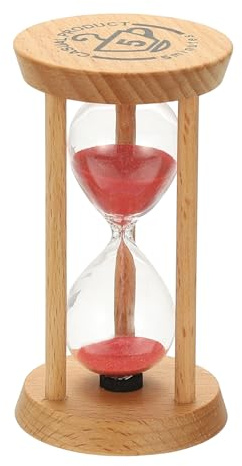PATIKIL 5 Minutes Sand Timer, 1 Pcs Wooden Sand Watch High Glass Sandglass Timer for Living Room Home Office Restaurant Decoration, Red