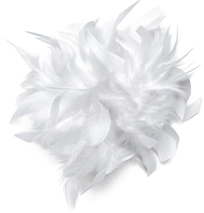 Baesics Federbrosche Damen - Feder Brosche zum Anstecken Ansteckblume | Aus echten Truthahnfedern, federleicht und voluminös, 2-in-1 mit Nadel und Haarclip. Für Tracht, Hochzeit, Blazer, Hut