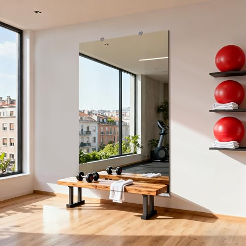 Inbenioso 72''x46'‘ Exercise Mirror for Home Gym Full Length, Garage Gym Wall Mirror, Large Workout Mirrors Frameless Tempered Glass for Gym, Yoga, Bedroom, Dance Studio, Living Room