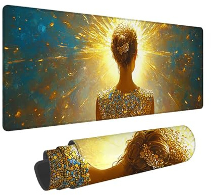 Tappetino per Mouse XXL 1400 x 600 x 3mm Tappetino Mouse Gaming Grande, Mousepad con Base in Gomma Antiscivolo, Tappeto per Tavolo da Gaming per Mouse e Tastiera, Accessori PC, Regalo (Piume) V-872