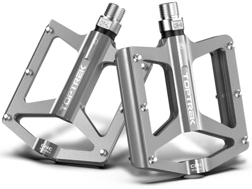 toptrek Pedale Fahrrad CNC Aluminium mit 3 Abgedichtete Lager | Fahrradpedale rutschfest 9/16 Zoll, MTB Pedale mit breiter Plattform, Flat Pedale für Mountainbike, Rennrad, BMX, Trekking