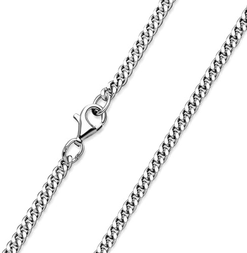 3mm Panzerkette Silber 925 Halskette für Herren und Damen K27 | Silberkette diamantiert und rhodiniert Made in Germany von MATERIA by Matthias Wagner