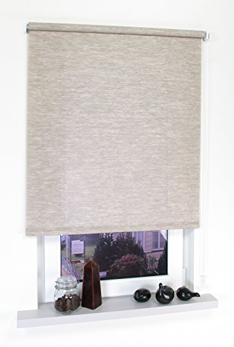 Kettenzugrollo Seitenzugrollo Tür Fenster Rollo Gemustert Dekor Breite 62 bis 202 cm Länge 180 cm Sonnenschutz Sichtschutz Blendschutz Stoff Vorhang mit Motiv (172 x 180 cm, Struktur Natur Sand)