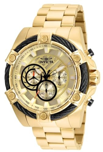 Invicta Bolt 25515 Herrenuhr - Quarzwerk - Edelstahl mit goldenem Zifferblatt - 52 mm
