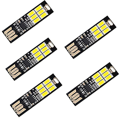 Yizhet 5 ST. USB-ljusnyckelring, bärbart bärbart tangentbord med superljust 6 LED-pekdimmer, USB-belysning med vitt ljus (kallvit)