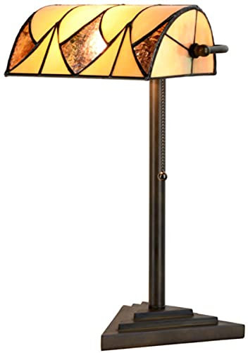 Casa Padrino Luxus Tiffany Tischleuchte Schwarz/Gelb 22 x 14,5 x H. 42 cm - Schreibtischleuchte