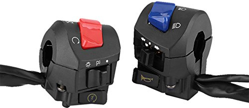 Keenso Schalter für Motorradlenker, On/Off-Schalter für Lenker, links und rechts, 7/8 Zoll, Blinklicht, Hupenschalter, hoher niedriger Lichtstrahl