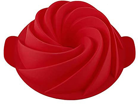 SHEbaking Silicone Fluted Pan Jello Mold Gelatin Molds Non-stick Baking Mold with Sturdy Handle Perfect for Cake, Jello, Mousse,Bread 9 inch