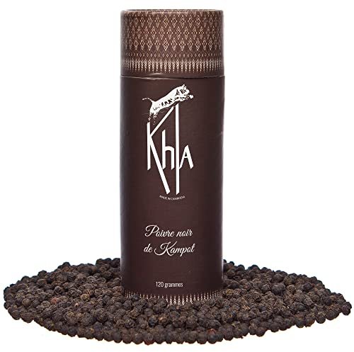 Khla - Black Kampot Pepper 120g - Organic Black Kampot Peppercorns - Premium Cambodian Pepper - Grand Cru, Rare & Exquisite- for Grinder Refill - Direct from Producer - Origin Cambodia
