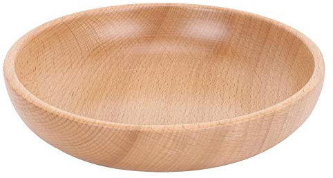 Bol À Salade En Bois 20cm - Fait À La Main, Rond, Naturel - Plateau de Service Pour Thé, Nourriture, Eau, Boisson