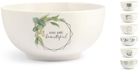 H&H Botanic Set 6 Scodelle, New Bone China, Decoro Assortito, cc600