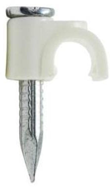 Electro DH Grapa Cable Manguera Redonda 9mm Blanca (Precio 100 Unidades)