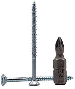 Lot de 100 vis à bois en acier zingué 3,0 x 45 mm, filetage partiel, tête fraisée Pozi-Drive (100, 3,0 x 45 mm)