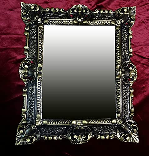Wandspiegel Schwarz Gold Barock Antik Rokoko 45x38 Flurspiegel Badspiegel Nostalgie Wanddeko Prunkspiegel 3047