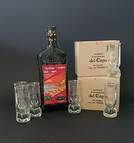Amaro del Capo Red Hot Edition 1 Litro + n° 12 Bicchierini Freezer del Capo