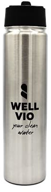 WELLVIO Viobottle | Edelstahl Filterflasche | Wasserflasche mit neuer Nano-Al2O3-Technologie, Camping-Wasserfilter mit Aktivkohle, Trinkflasche Outdoor