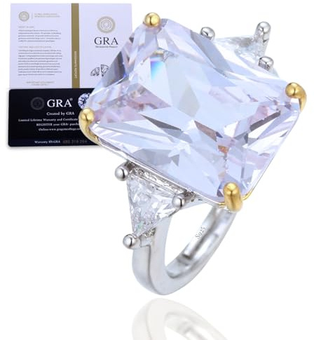 HALUKAKAH Women's Moissanite Ring in Platinum-plated 925 Silver with Certificate, Prong Setting Princess Cut Vintage Lab Diamond Ring, for Engagements, Weddings, and Birthday, Adjustable Size
