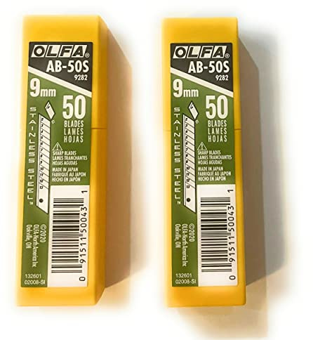O L F A Olfa 9282 AB-50S Abbrechklinge, 9 mm, Edelstahl, 50 Stück (2er-Pack)