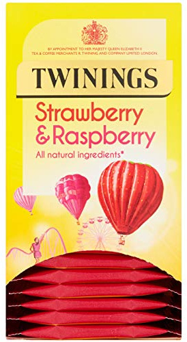 Twinings Bolsas de té con sobres de fresa y frambuesa - 12x20