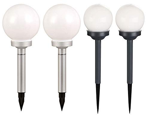 4x LED Solar Kugel Leuchten Garten Weg Beet Beleuchtung Außen Erdspieß Steck Lampen weiß