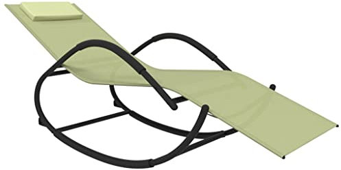 vidaXL Schaukelliege Gartenliege Relaxliege Sonnenliege Liegestuhl Gartenmöbel Liege Freizeitliege Strandliege Saunaliege Creme Stahl Textilene